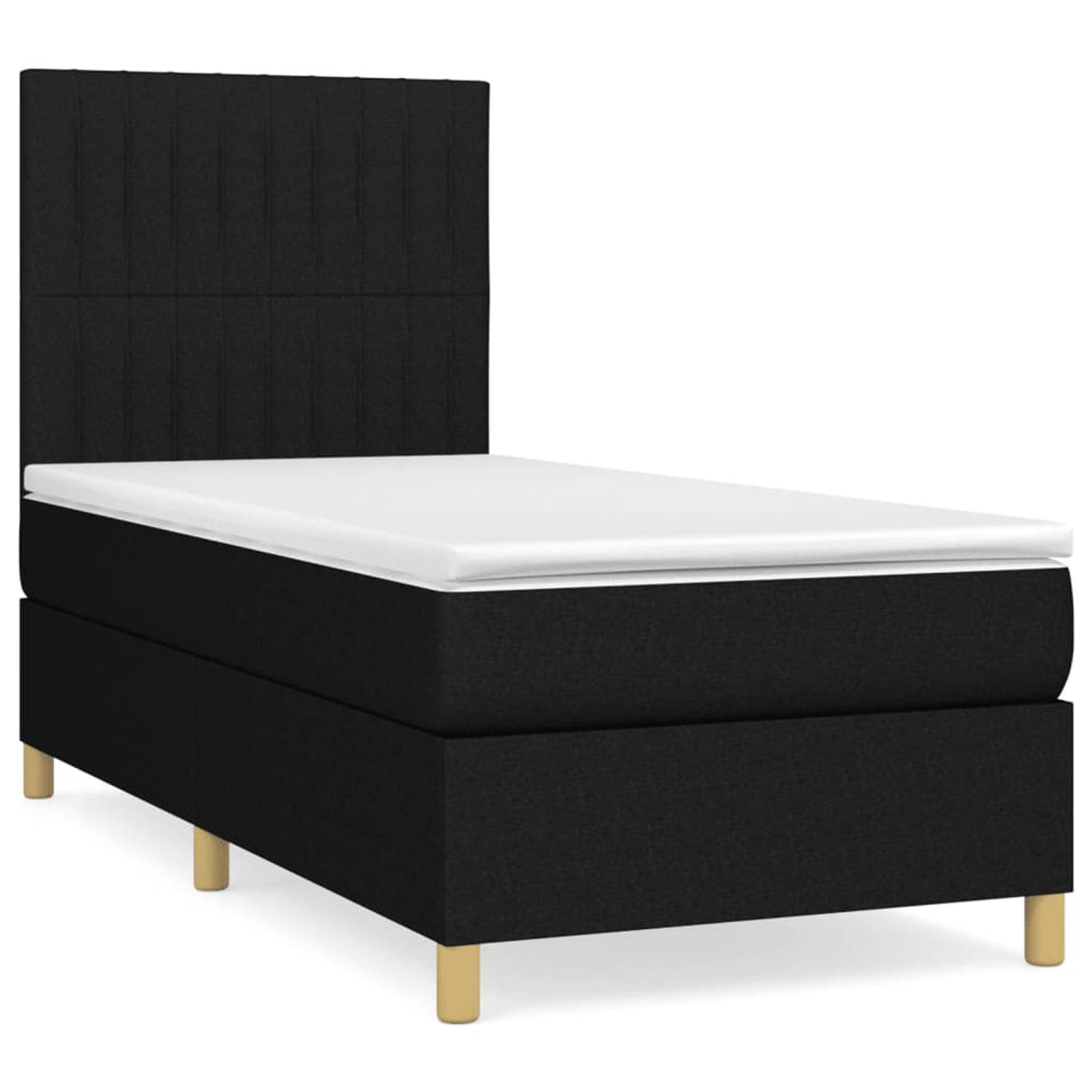 The Living Store Boxspring met matras stof zwart 90x190 cm - Bed