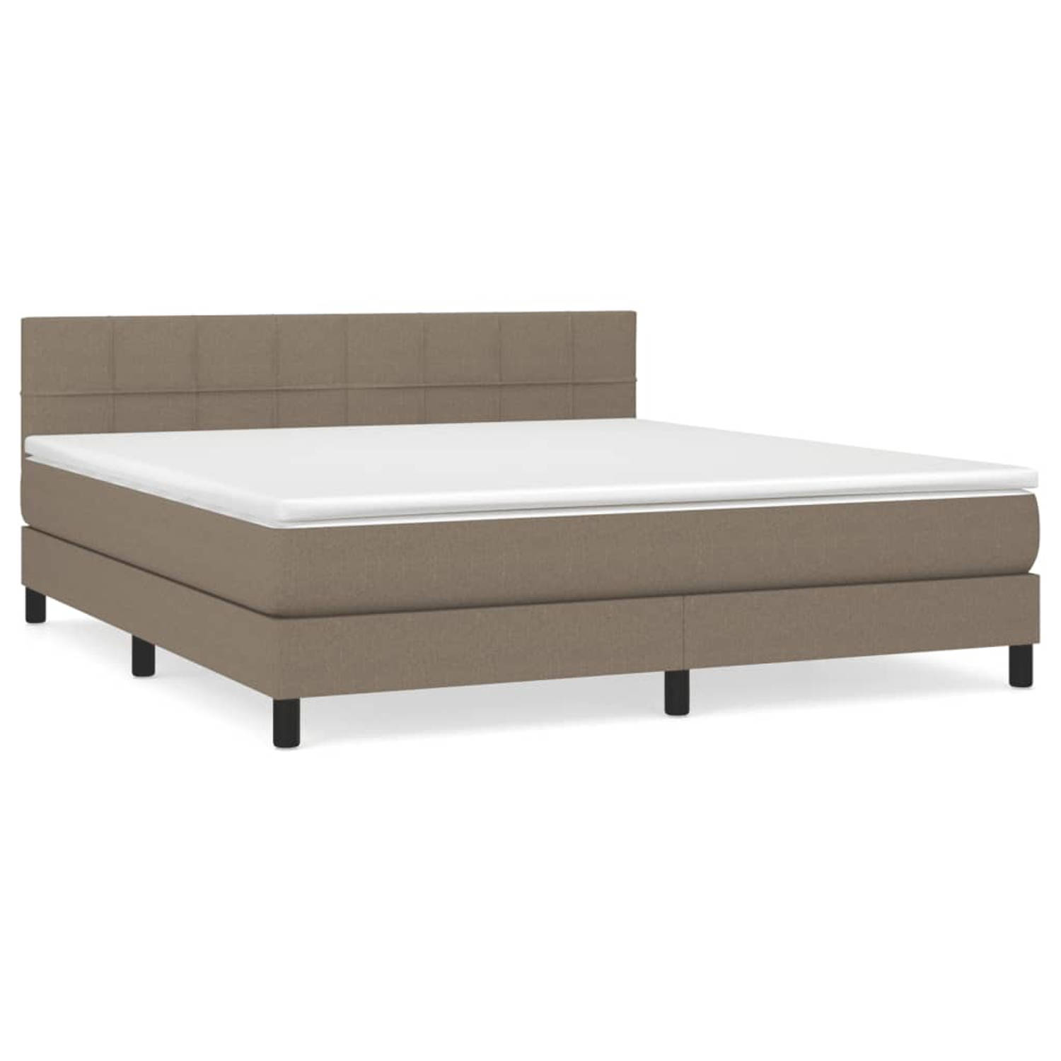 The Living Store Boxspringbed - snaam - Bed - 203 x 180 x 78/88 cm - Taupe