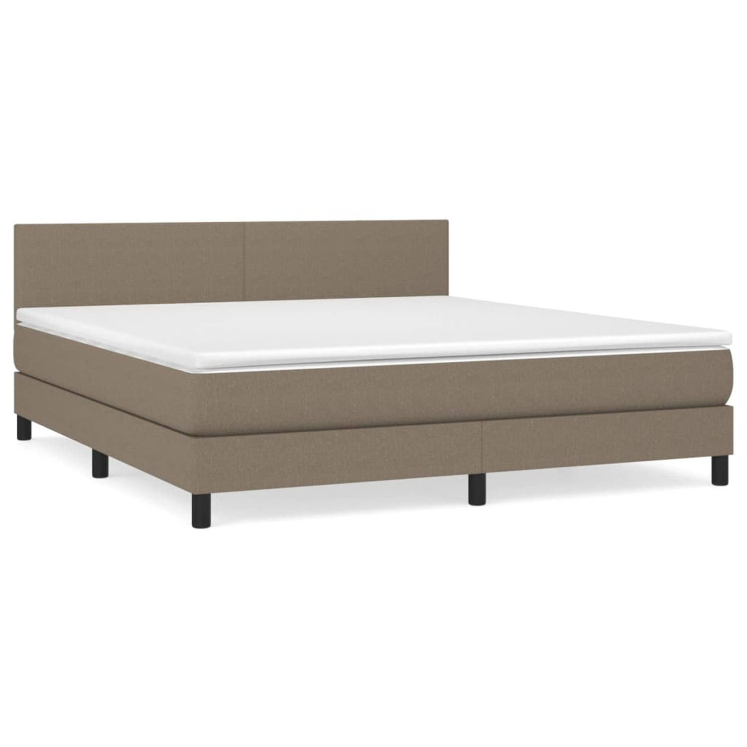 The Living Store Boxspring met matras stof taupe 160x200 cm - Bed