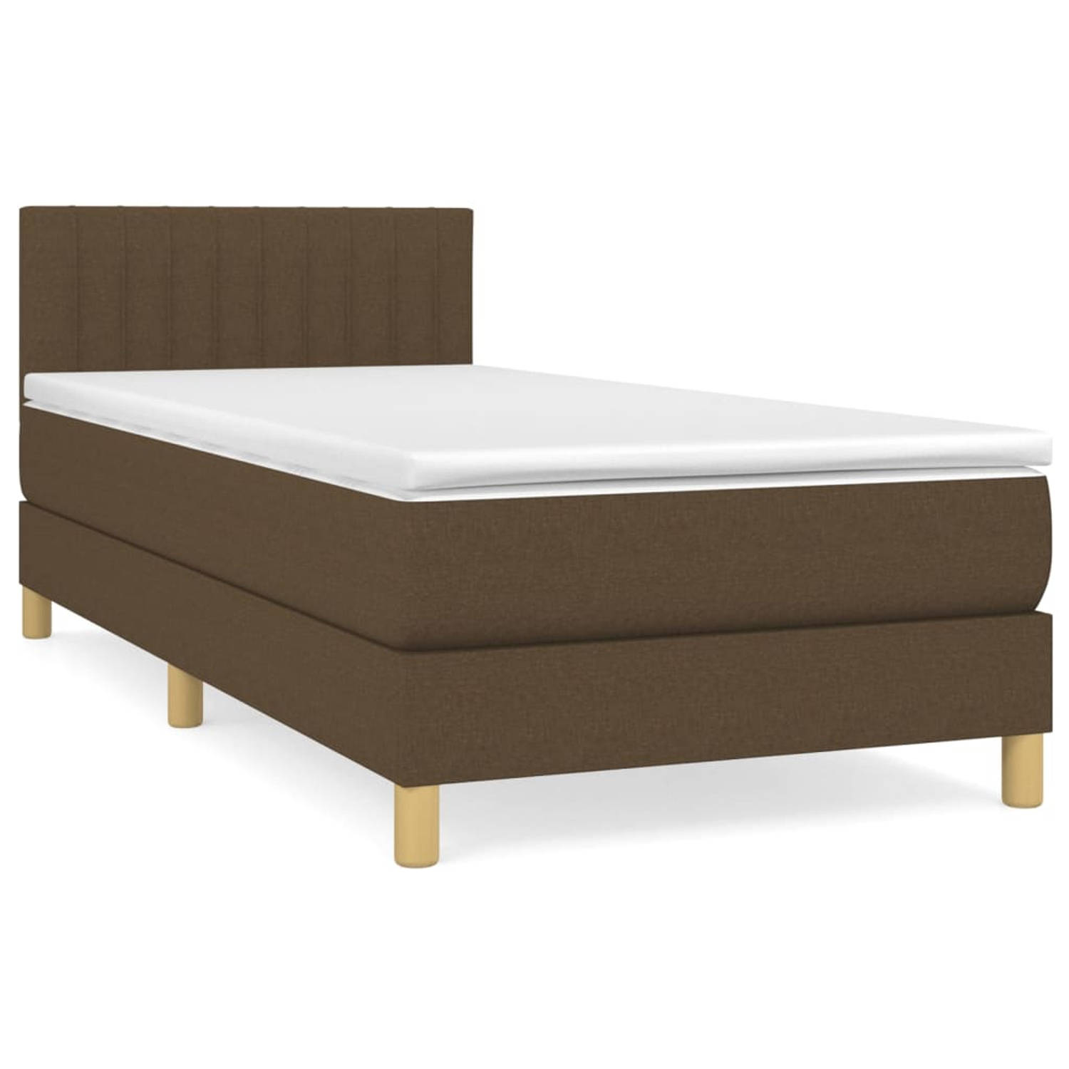 The Living Store Boxspring met matras stof donkerbruin 90x200 cm - Boxspring - Boxsprings - Bed - Slaapmeubel - Boxspringbed - Boxspring Bed - Tweepersoonsbed - Bed Met Matras - Be