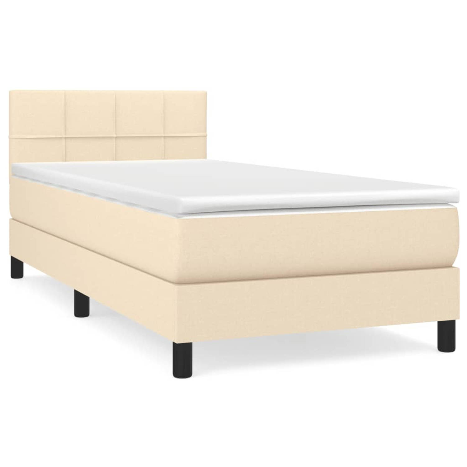The Living Store Boxspringbed - Comfort - Bed - 203 x 90 x 78/88 cm - Crème