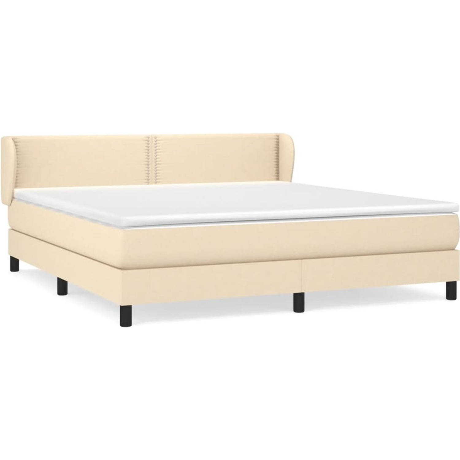 The Living Store Boxspringbed - Crème - 203x183x78/88cm - Pocketvering - Middelharde ondersteuning