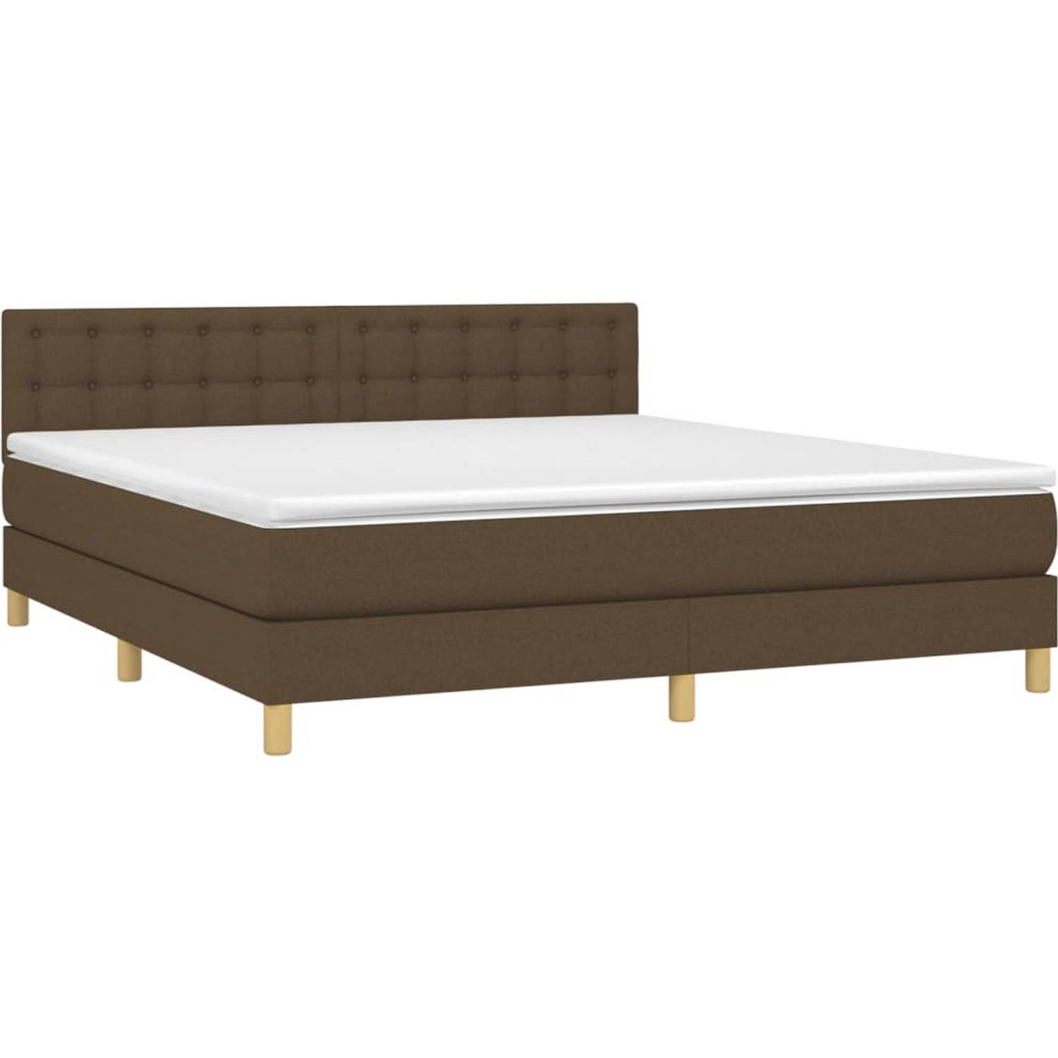 The Living Store Boxspring Donkerbruin 180 x 200 cm - LED - Pocketvering - Huidvriendelijk