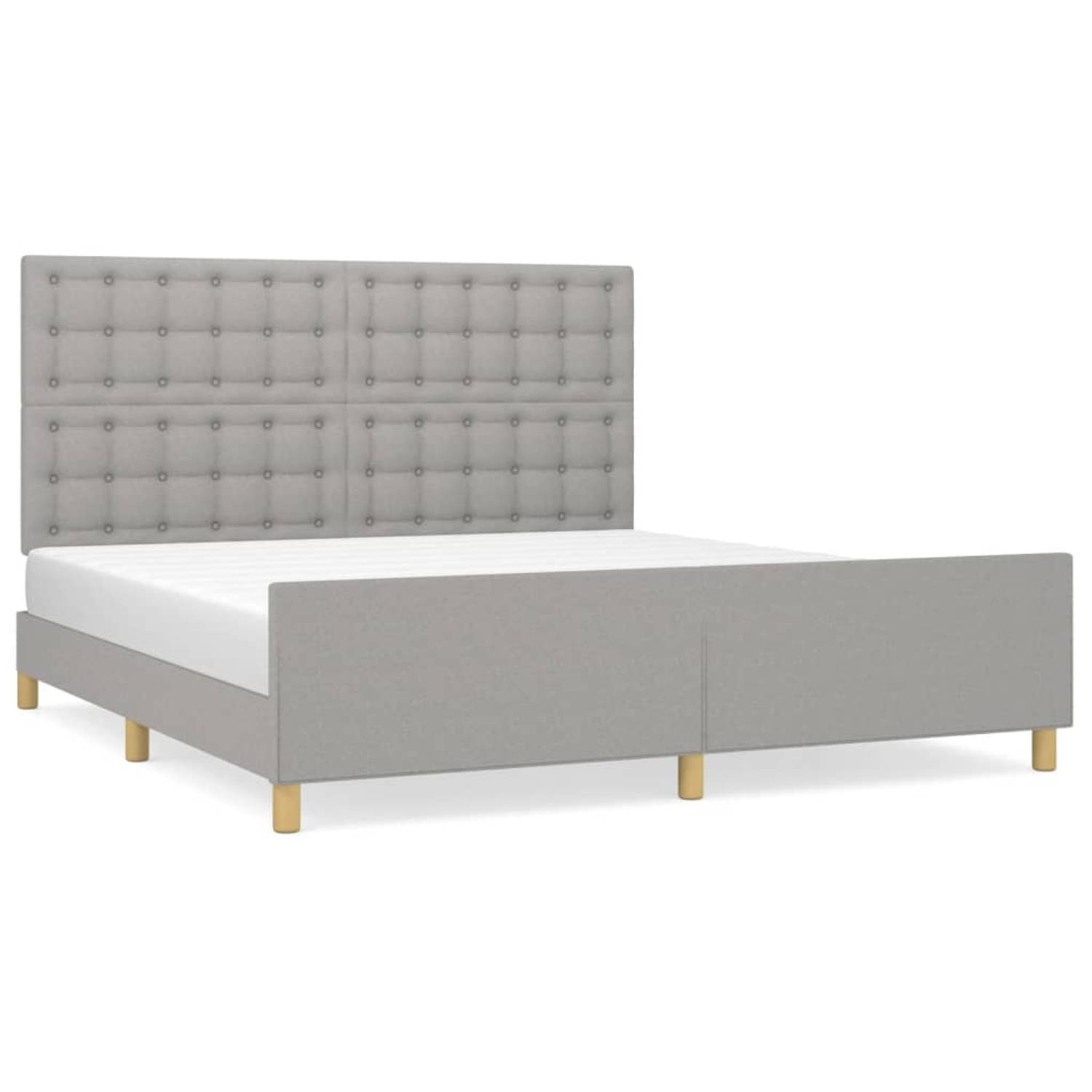 The Living Store Bedframe met hoofdeinde stof lichtgrijs 180x200 cm - Bed