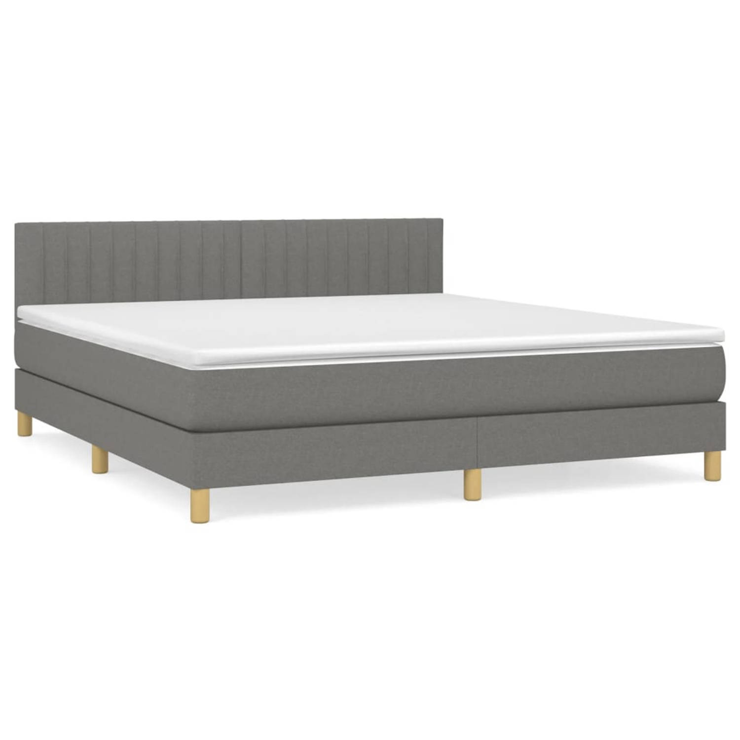 The Living Store Boxspring met matras stof donkergrijs 180x200 cm - Boxspring - Boxsprings - Bed - Slaapmeubel - Boxspringbed - Boxspring Bed - Tweepersoonsbed - Bed Met Matras - B