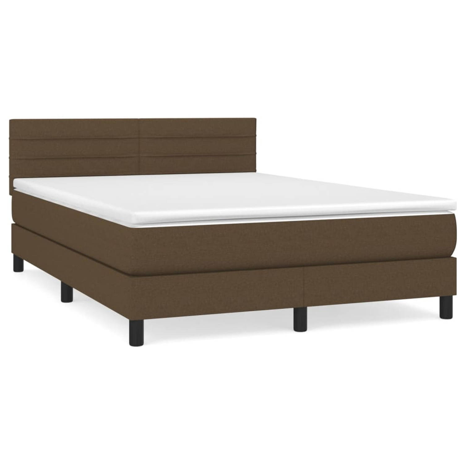 The Living Store Boxspringbed - Comfort - Bed - 203 x 144 x 78/88 cm - Donkerbruin - Pocketvering