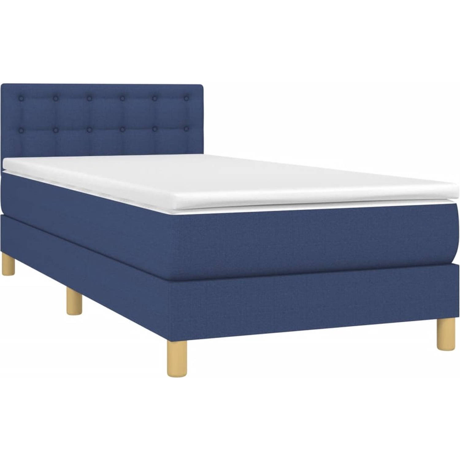 The Living Store Boxspringbed - Bed - 80x200 cm - Blauw