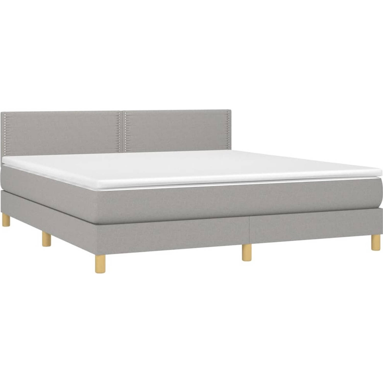 The Living Store Boxspringbed - Lichtgrijs - 203x180x78/88 cm - Duurzaam materiaal