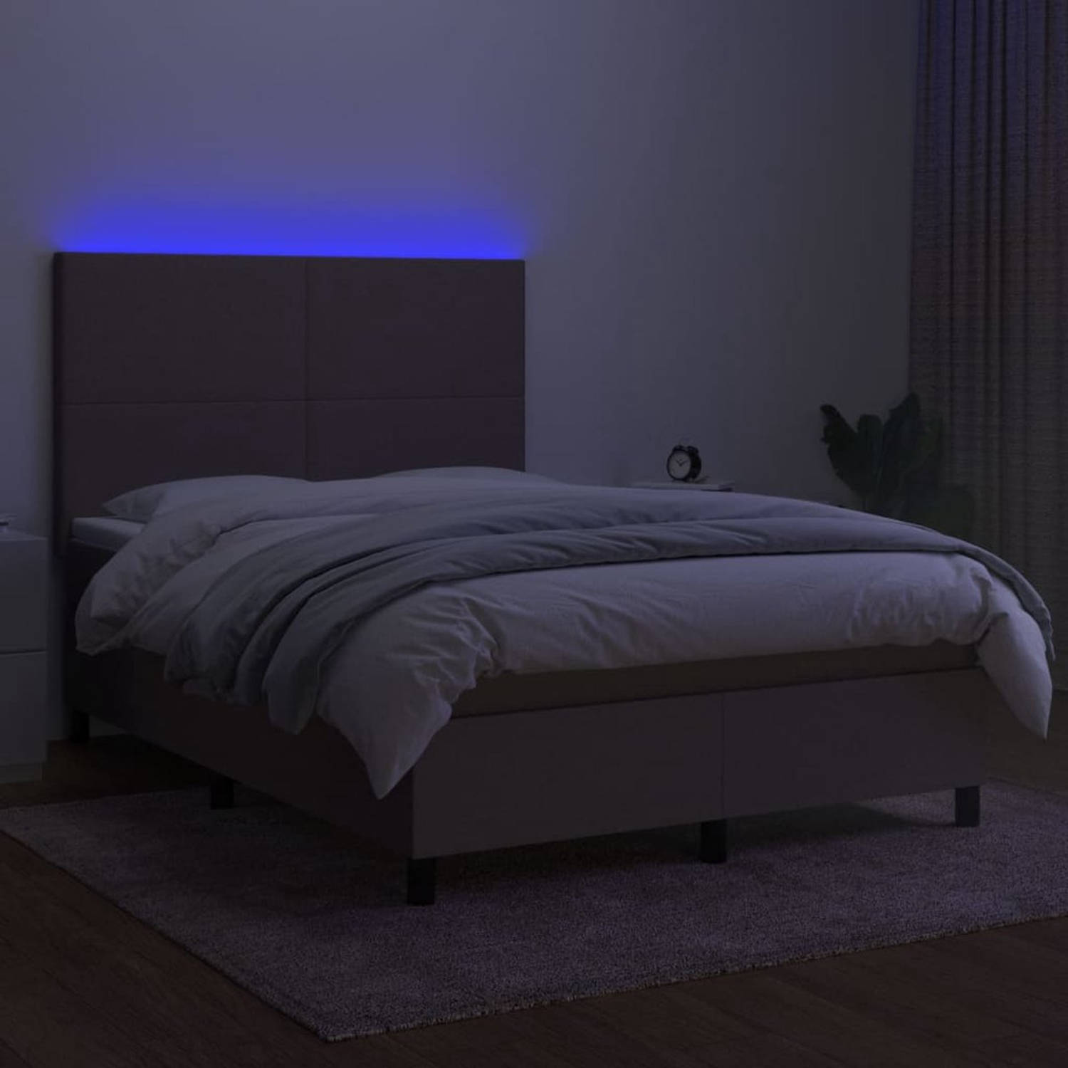 The Living Store Boxspring Slim - 140x190 cm - Incl - LED-verlichting - Pocketvering matras
