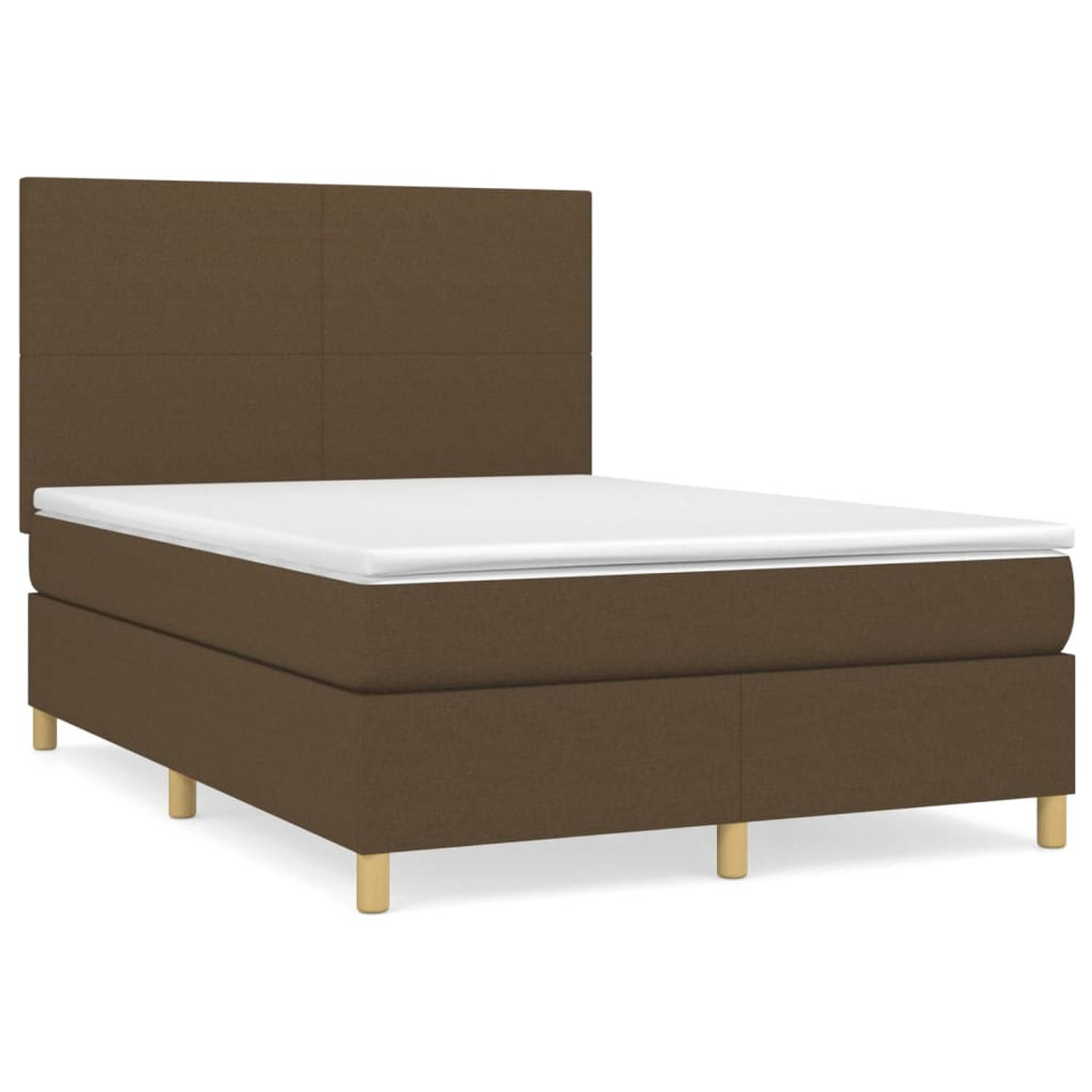 The Living Store Boxspring met matras stof donkerbruin 140x190 cm - Boxspring - Boxsprings - Bed - Slaapmeubel - Boxspringbed - Boxspring Bed - Tweepersoonsbed - Bed Met Matras - B