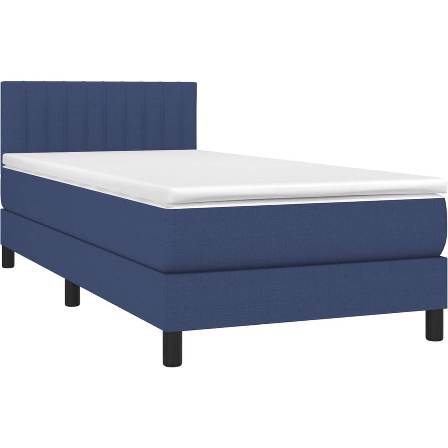 The Living Store Boxspringbed - Comfort - Bed - 203x80x78/88 cm - Blauw