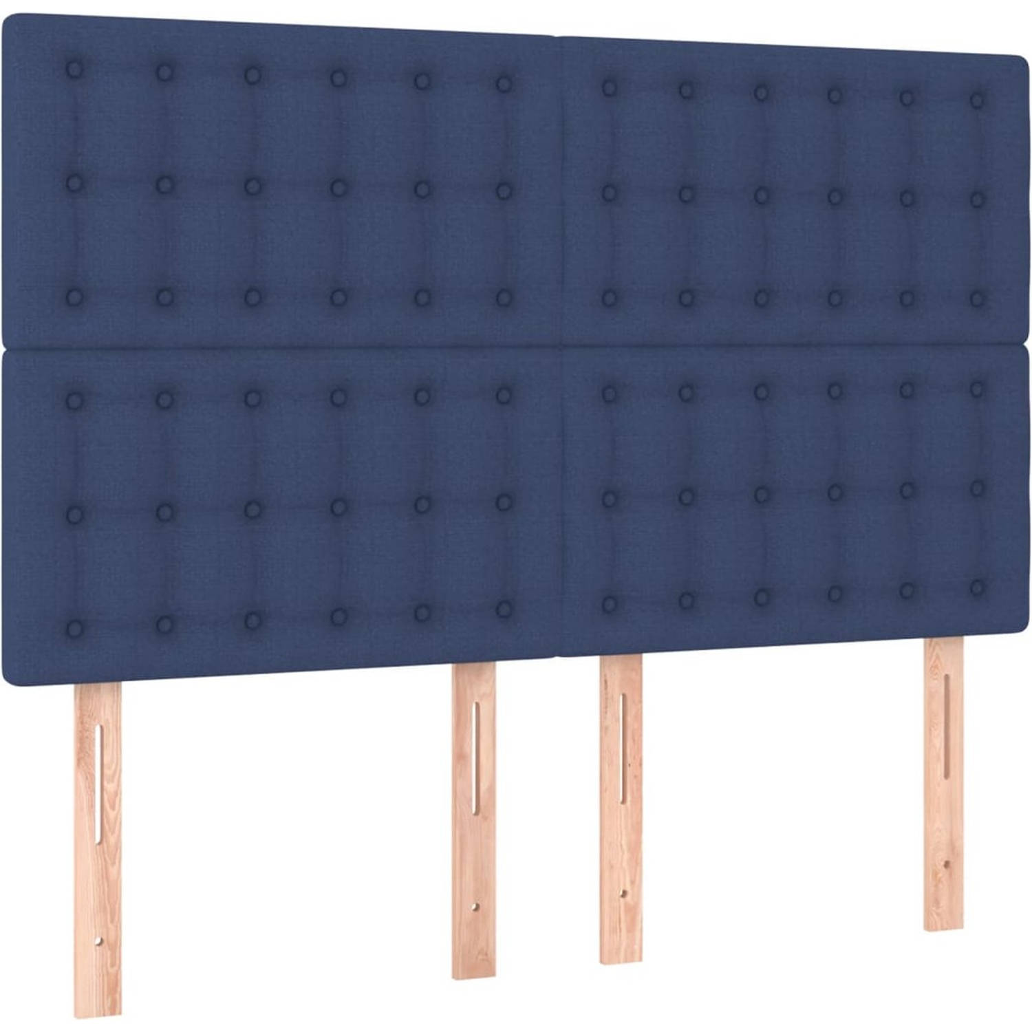 The Living Store Boxspringbed - Bed - 203 x 144 x 118/128 cm - Blauw - Stof