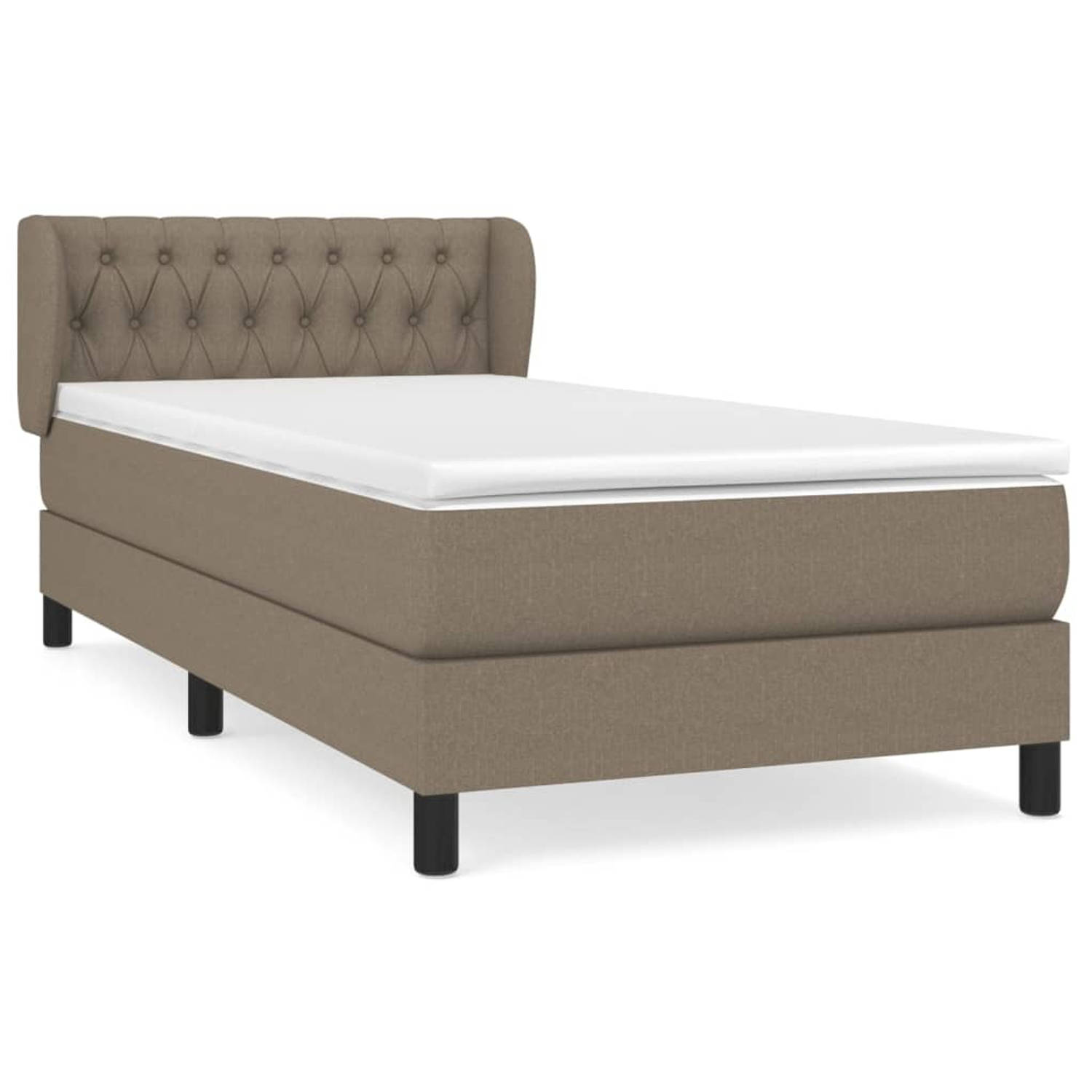 The Living Store Boxspringbed - Pocketvering - Middelharde ondersteuning - 193 x 93 x 78/88 cm - Taupe