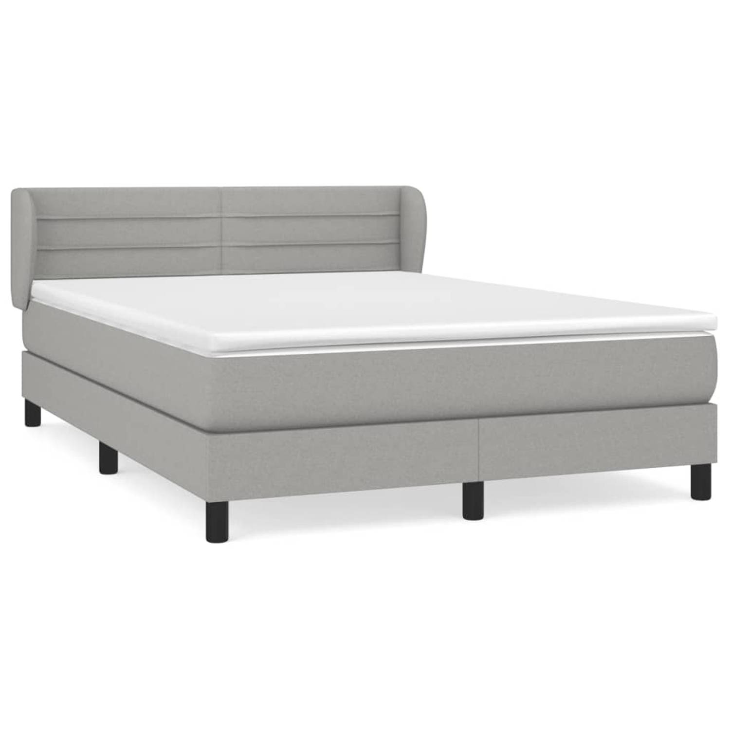 The Living Store Boxspring met matras stof lichtgrijs 140x190 cm - Boxspring - Boxsprings - Bed - Slaapmeubel - Boxspringbed - Boxspring Bed - Tweepersoonsbed - Bed Met Matras - Be