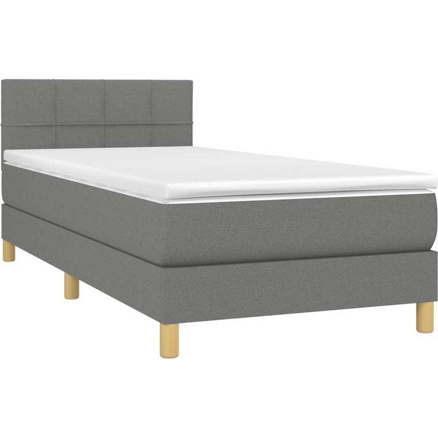 The Living Store Bed Classic - Boxspringbed - 193x90x78/88 cm - Donkergrijs