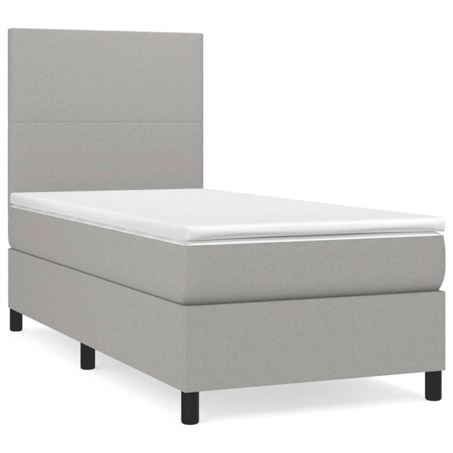 The Living Store Boxspring met matras stof lichtgrijs 90x190 cm - Bed