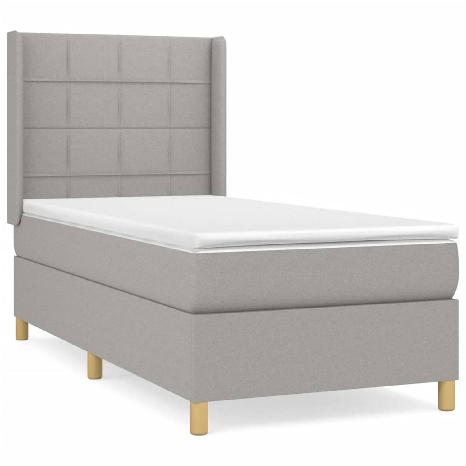 The Living Store Boxspring met matras stof lichtgrijs 90x190 cm - Bed