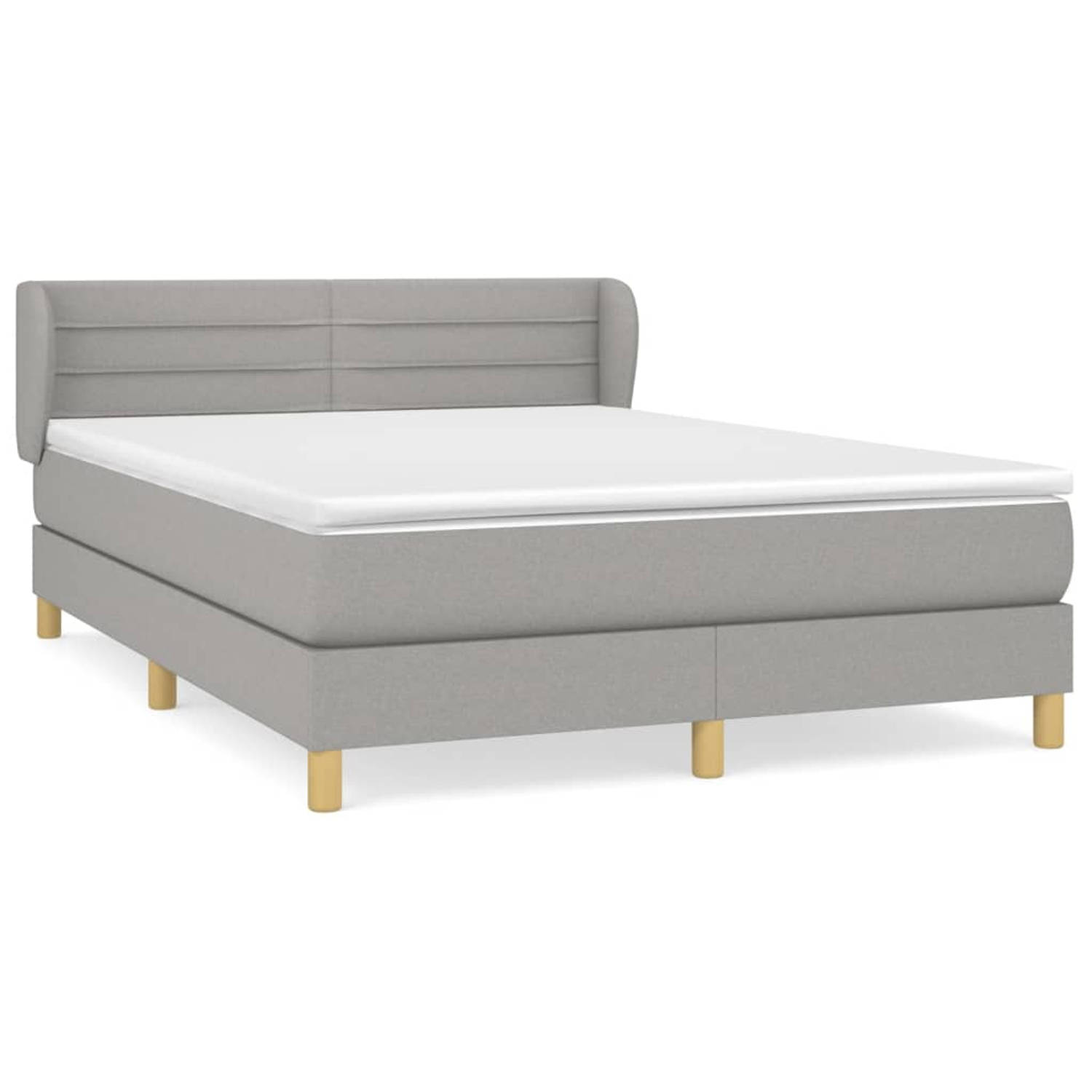 The Living Store Boxspring met matras stof lichtgrijs 140x190 cm - Boxspring - Boxsprings - Bed - Slaapmeubel - Boxspringbed - Boxspring Bed - Tweepersoonsbed - Bed Met Matras - Be