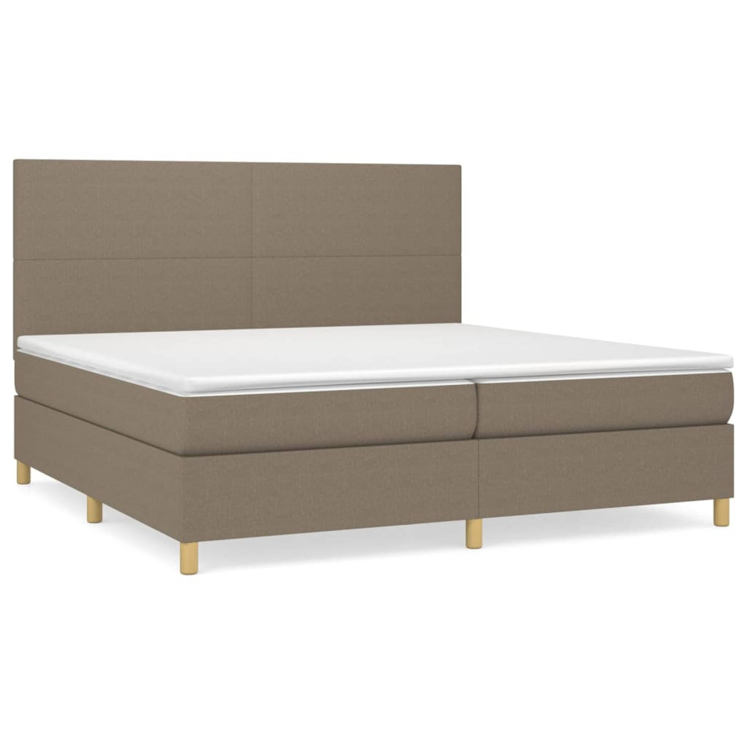 The Living Store Boxspringbed - Comfort - 203x200x118/128 cm - Taupe - Pocketvering