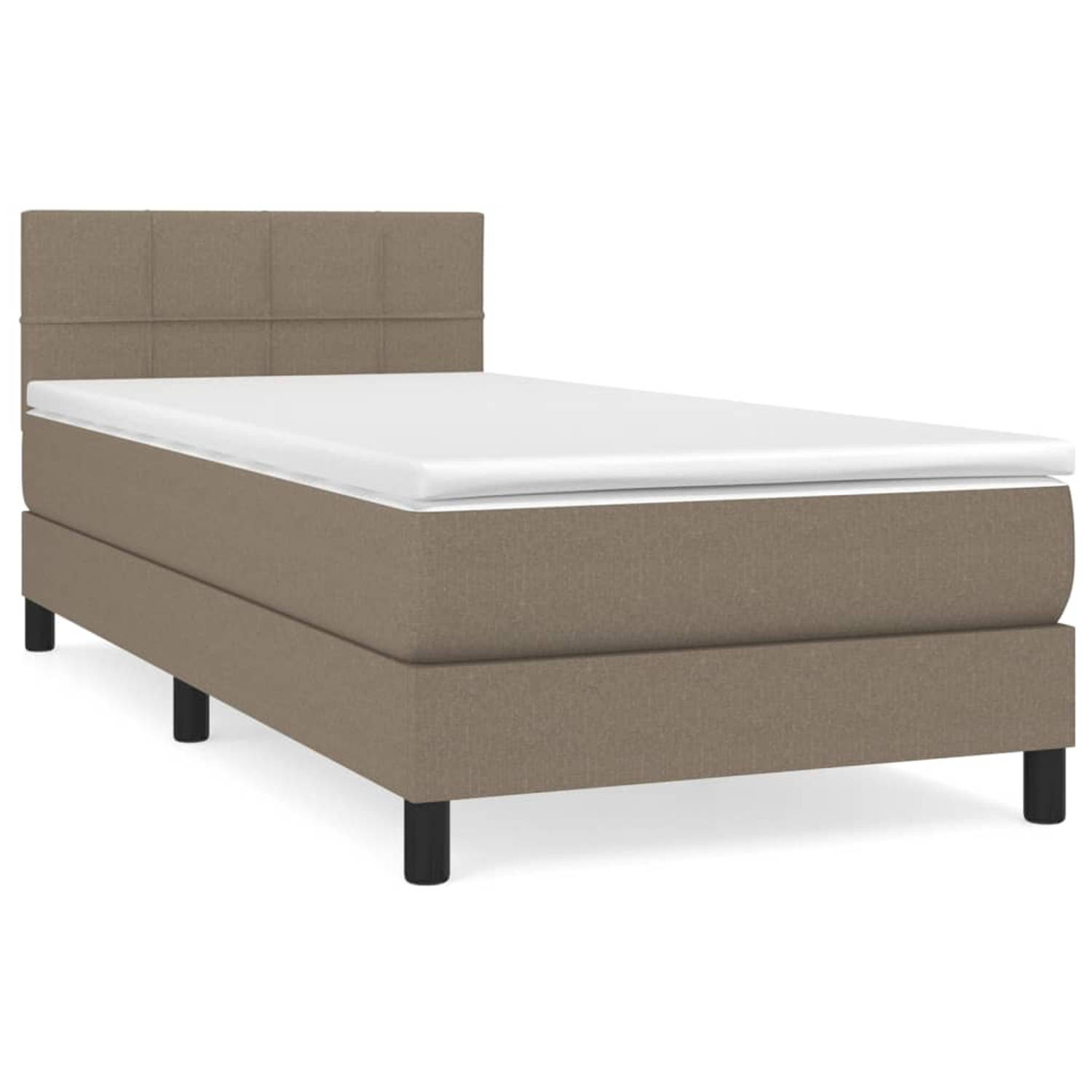 The Living Store Boxspring met matras stof taupe 100x200 cm - Boxspring - Boxsprings - Bed - Slaapmeubel - Boxspringbed - Boxspring Bed - Tweepersoonsbed - Bed Met Matras - Bedfram