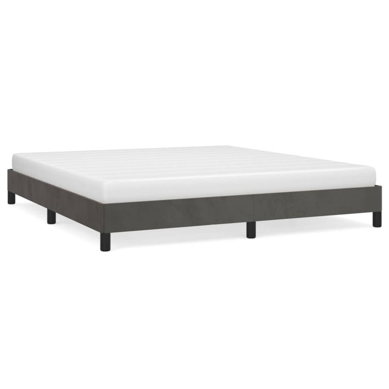 The Living Store Bedframe fluweel donkergrijs 160x200 cm - Bed