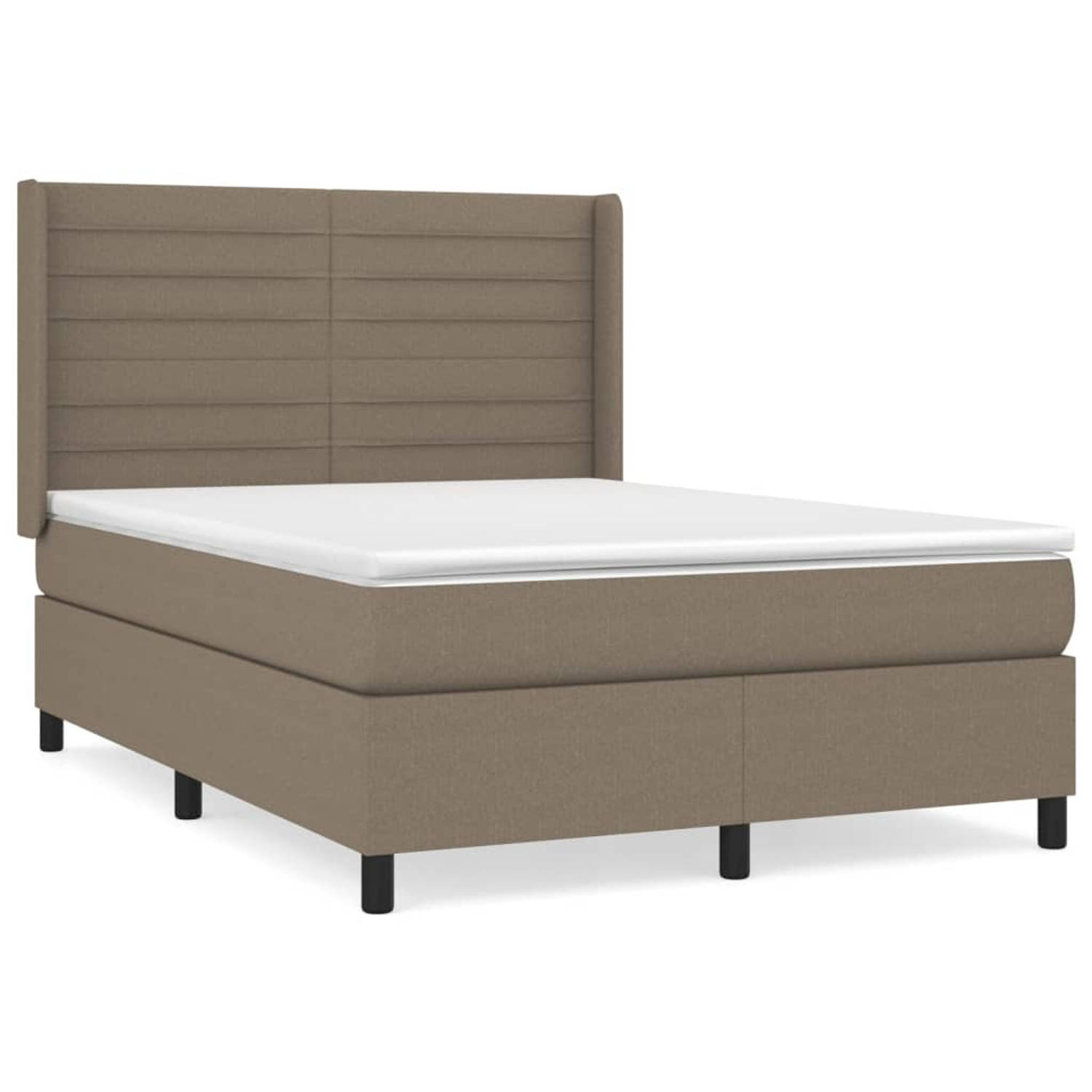 The Living Store Boxspringbed - Comfort Plus - Bed - 193x147x118/128 cm - Taupe
