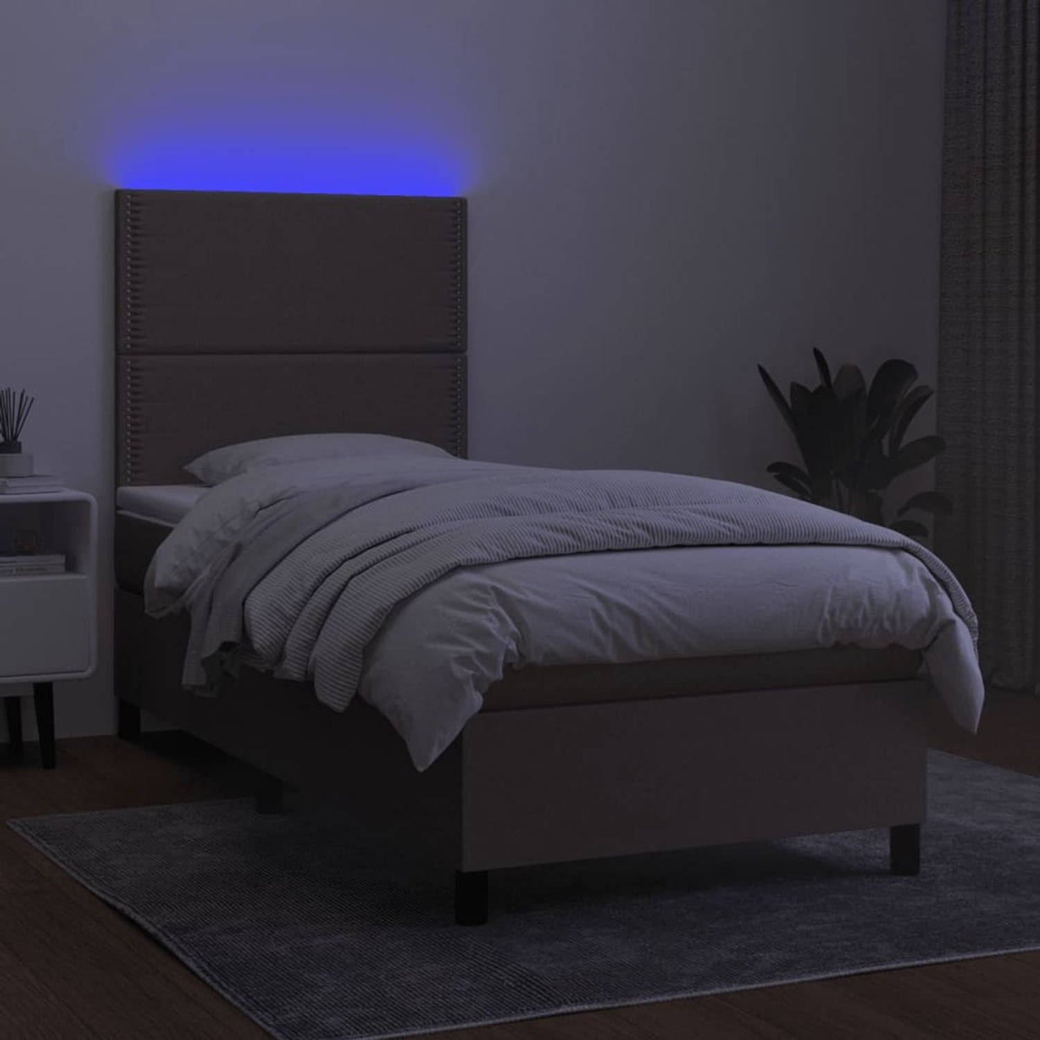The Living Store Boxspring Nightstar eenpersoonsbed met LED-verlichting 90x190 cm
