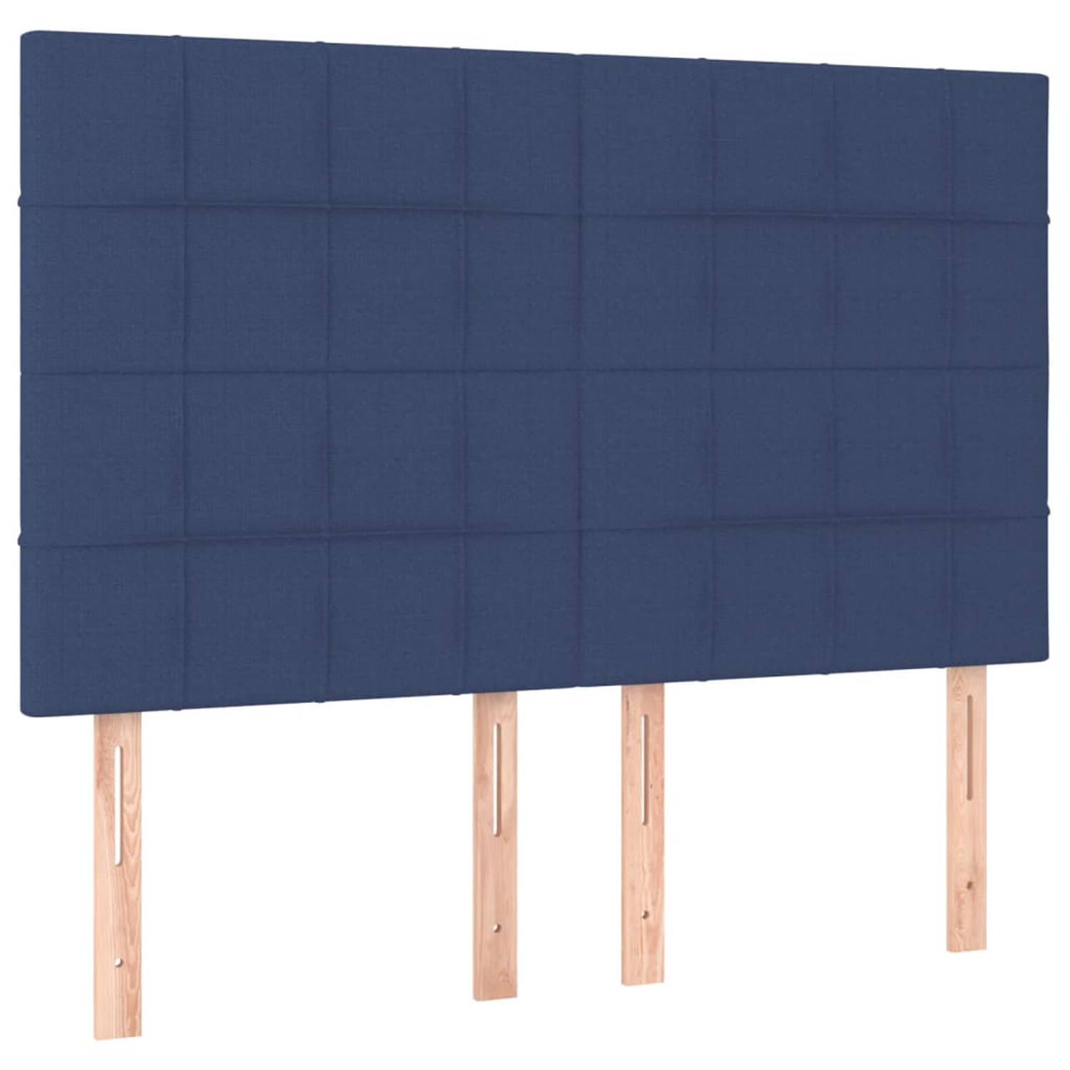 The Living Store Blauw Hoofdbord - Stof - Hout - Verstelbaar - 144x118/128 cm - Comfortabele ondersteuning