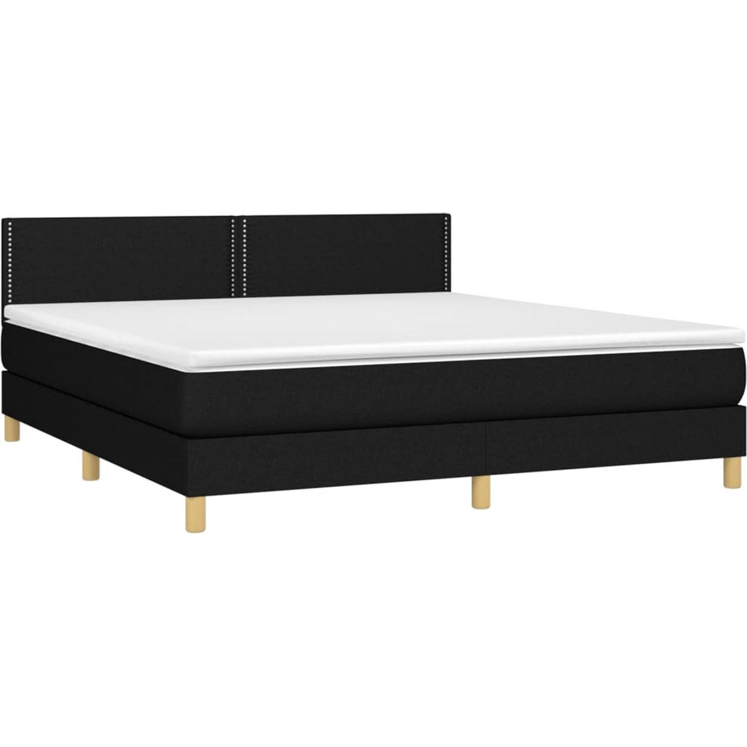 The Living Store Boxspring Dunlop - LED - 160x200 cm - Zwart