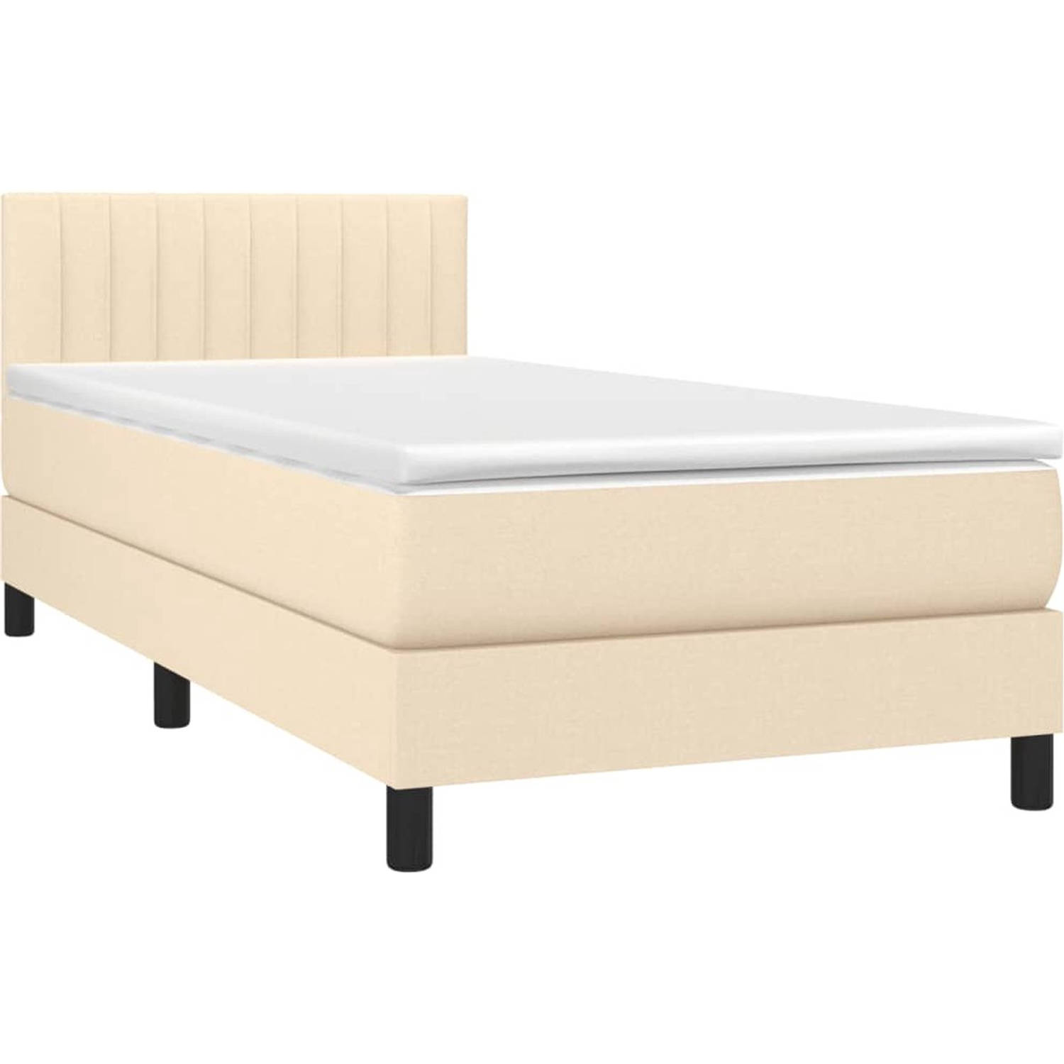 The Living Store Bed - LED - Crème - 203 x 90 x 78/88 cm - Pocketvering