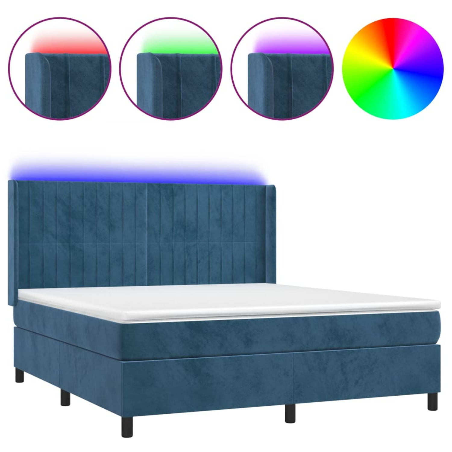 The Living Store Boxspring Fluweel - Pocketvering - LED - 180x200 cm