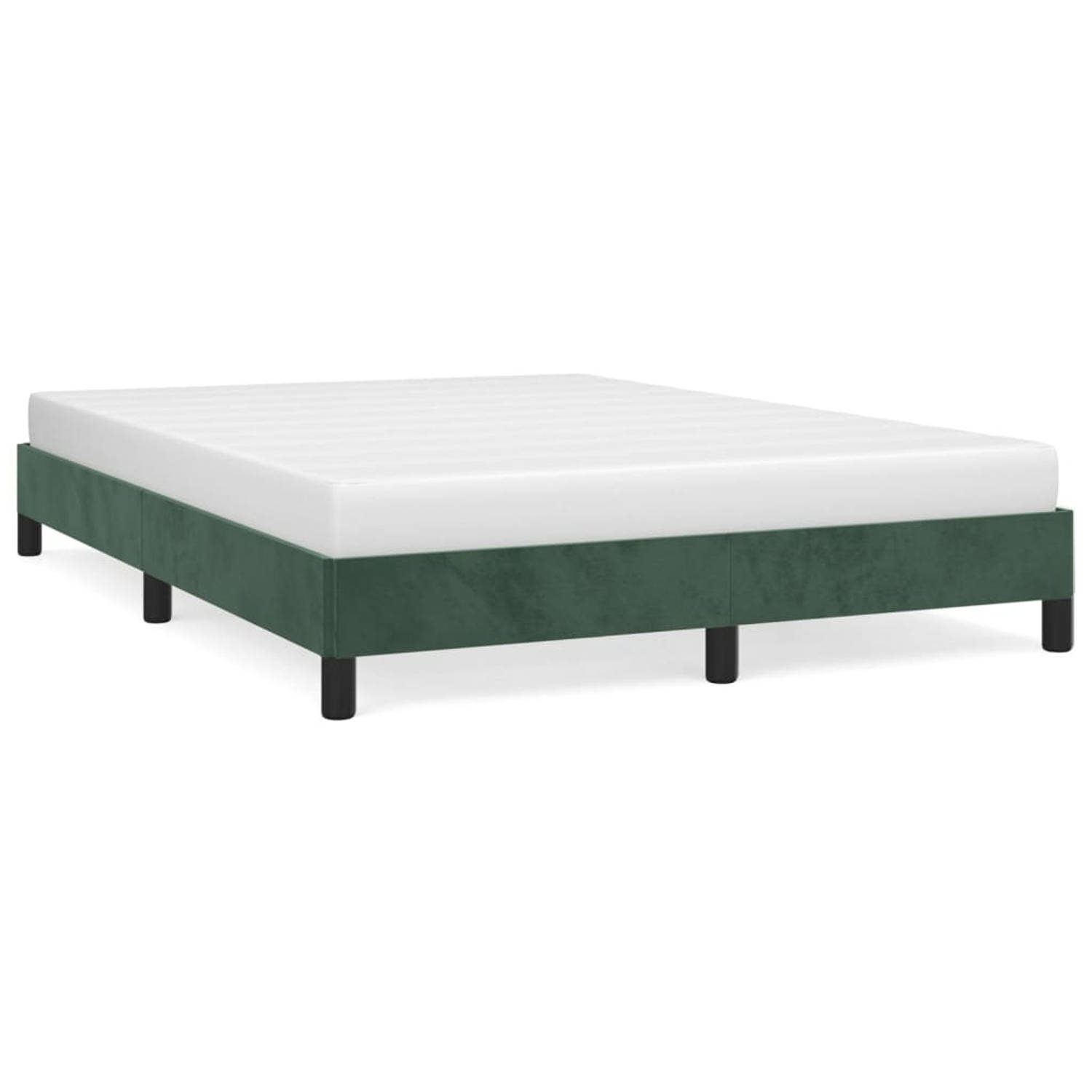 The Living Store Bedframe fluweel donkergroen 140x200 cm - Bed