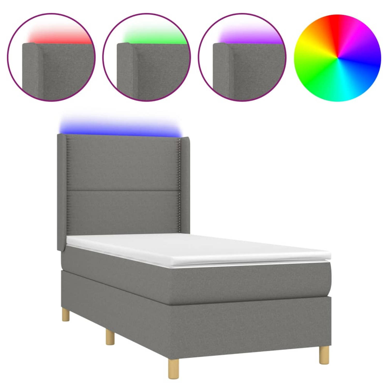 The Living Store Boxspring - LED verlichting - Pocketvering matras - Huidvriendelijk topmatras