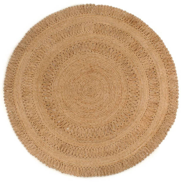 The Living Store Tapijt Gevlochten Jute - 180 cm Diameter - Handgemaakt