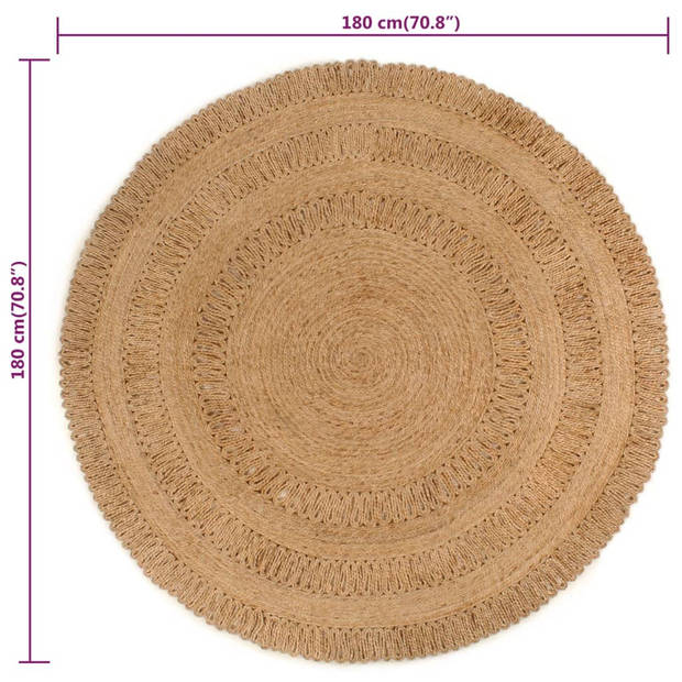 The Living Store Tapijt Gevlochten Jute - 180 cm Diameter - Handgemaakt