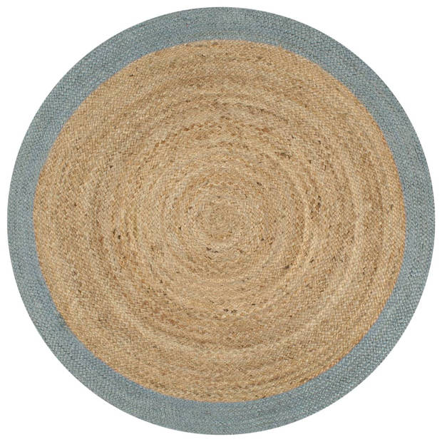 The Living Store Tapijt Jute Naturel/Olijfgroen - Diameter 90 cm - Handgemaakt - Aantrekkelijke textuur