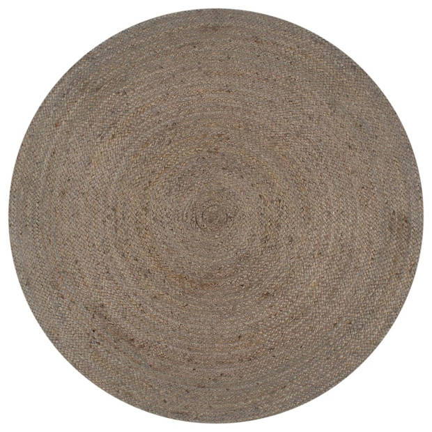 The Living Store Tapijt Grijs Gevlochten Jute - 150 cm Diameter - Handgemaakt