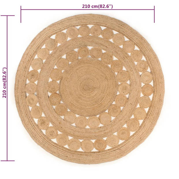 The Living Store Jute Tapijt - Gevlochten - Diameter 210 cm - Sterk en Duurzaam