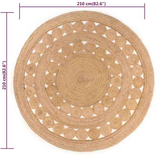 The Living Store Jute Tapijt - Gevlochten - Diameter 210 cm - Sterk en Duurzaam