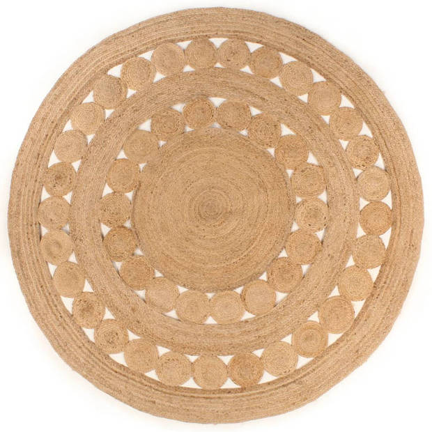 The Living Store Jute Tapijt - Gevlochten - Diameter 210 cm - Sterk en Duurzaam