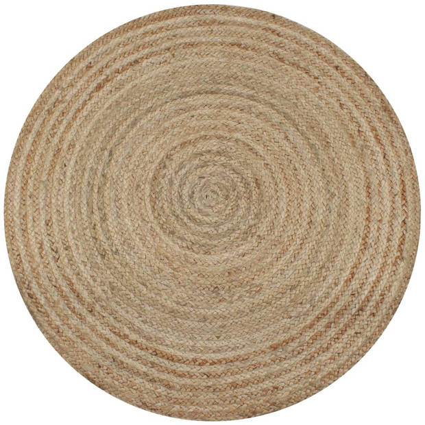 The Living Store Tapijt Ronde Jute - 90 cm - Natuurlijke toon - Handgemaakt