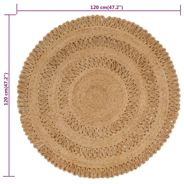 The Living Store Tapijt Gevlochten Jute - 120cm Diameter - 2.800 g/m² - Handgemaakt