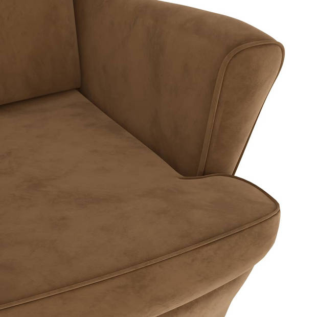 vidaXL Fauteuil met voetenbank fluweel bruin