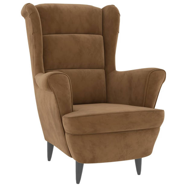 vidaXL Fauteuil met voetenbank fluweel bruin