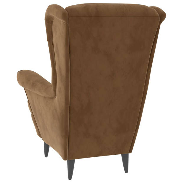 The Living Store Fauteuil Naam Fluwelen Zitstoel - 81 x 90 x 96.5 cm - Bruin