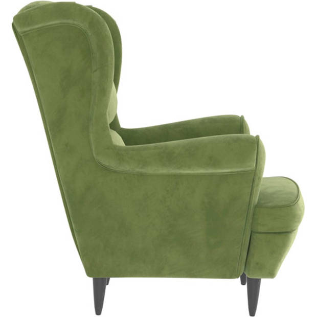 The Living Store Fluwelen Fauteuil - Lichtgroen - 81 x 90 x 96.5 cm (B x D x H)