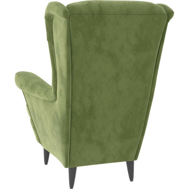 The Living Store Fluwelen Fauteuil - Lichtgroen - 81 x 90 x 96.5 cm (B x D x H)