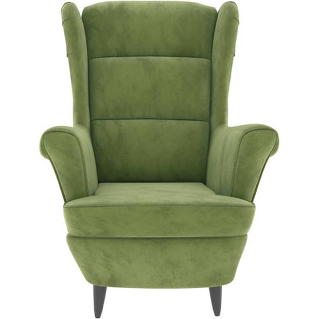 The Living Store Fluwelen Fauteuil - Lichtgroen - 81 x 90 x 96.5 cm (B x D x H)