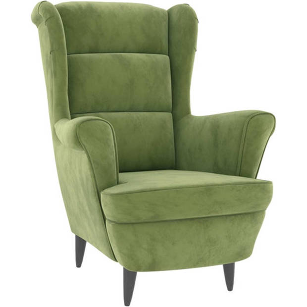 The Living Store Fluwelen Fauteuil - Lichtgroen - 81 x 90 x 96.5 cm (B x D x H)