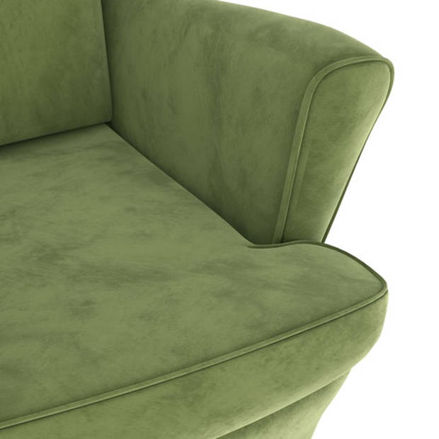 The Living Store Fluwelen Fauteuil - Lichtgroen - 81 x 90 x 96.5 cm (B x D x H)